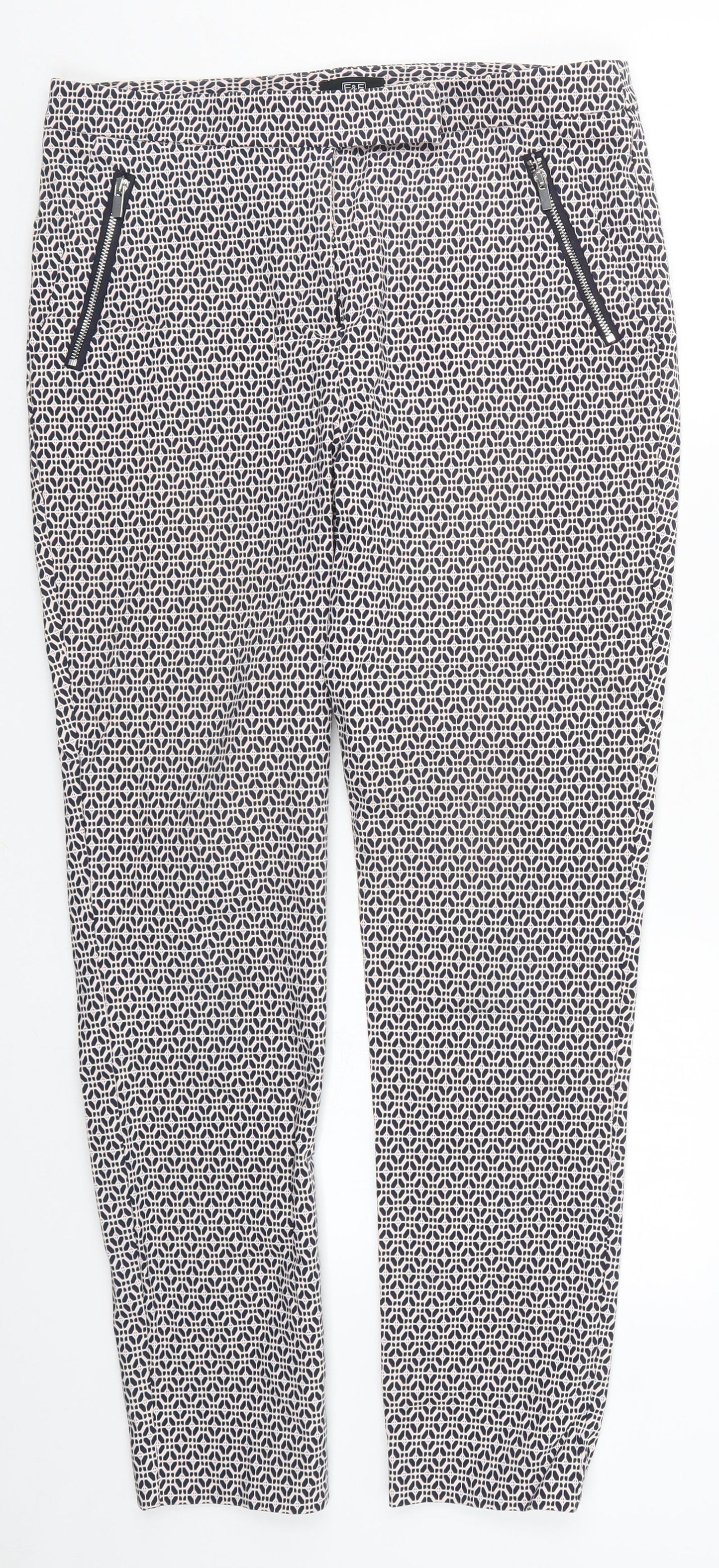 F&F Womens Pink Geometric  Trousers  Size 10 L27 in