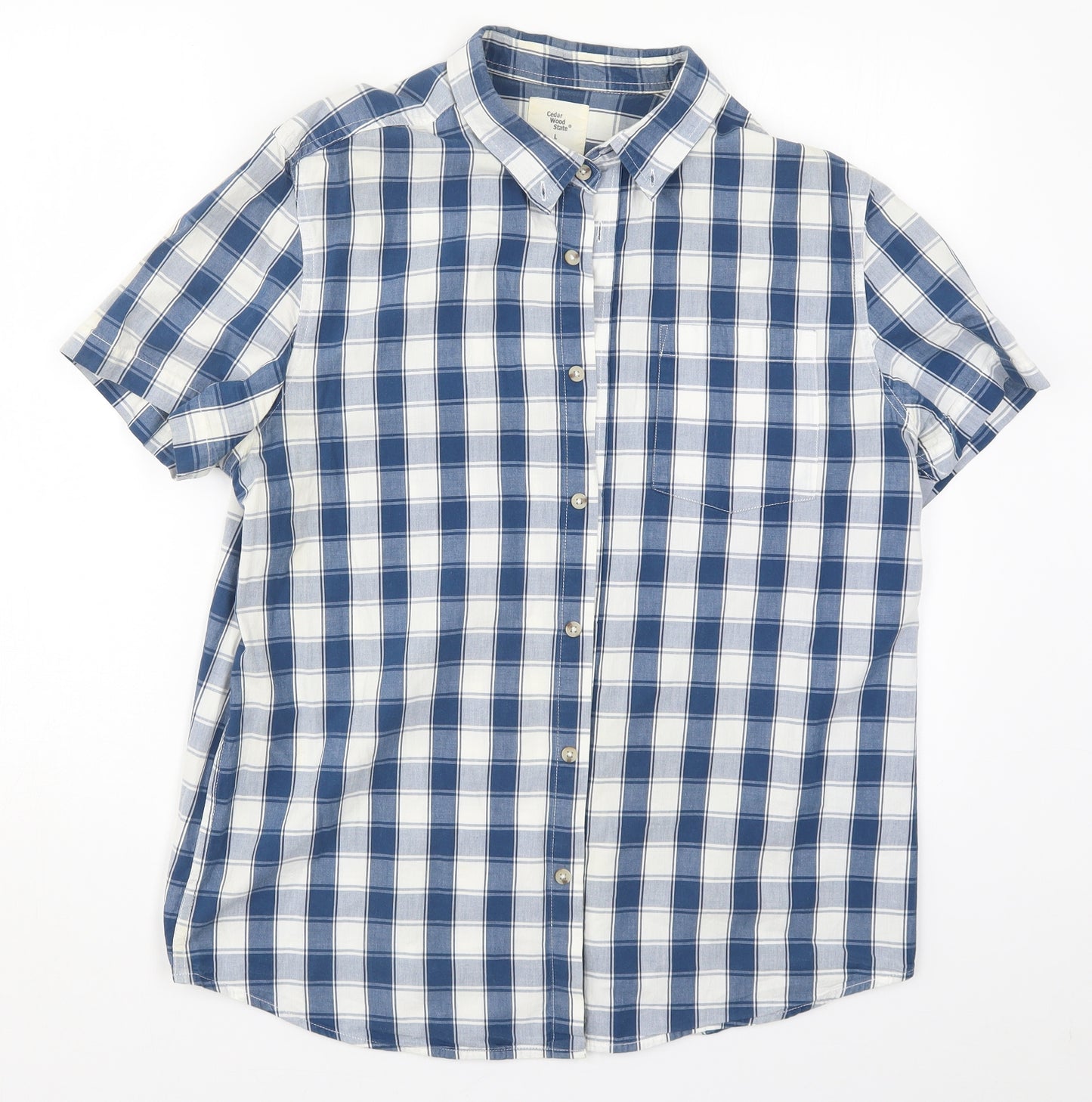 Cedar Wood State Mens Blue Check   Button-Up Size L