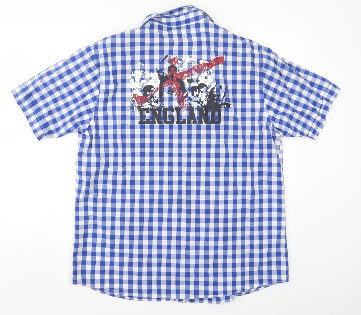 George Mens Blue Check   Button-Up Size L  - England
