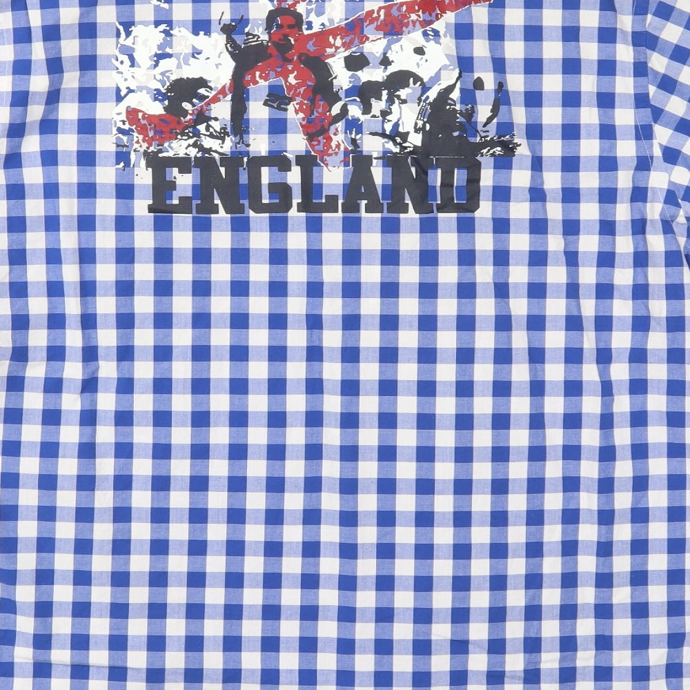 George Mens Blue Check   Button-Up Size L  - England