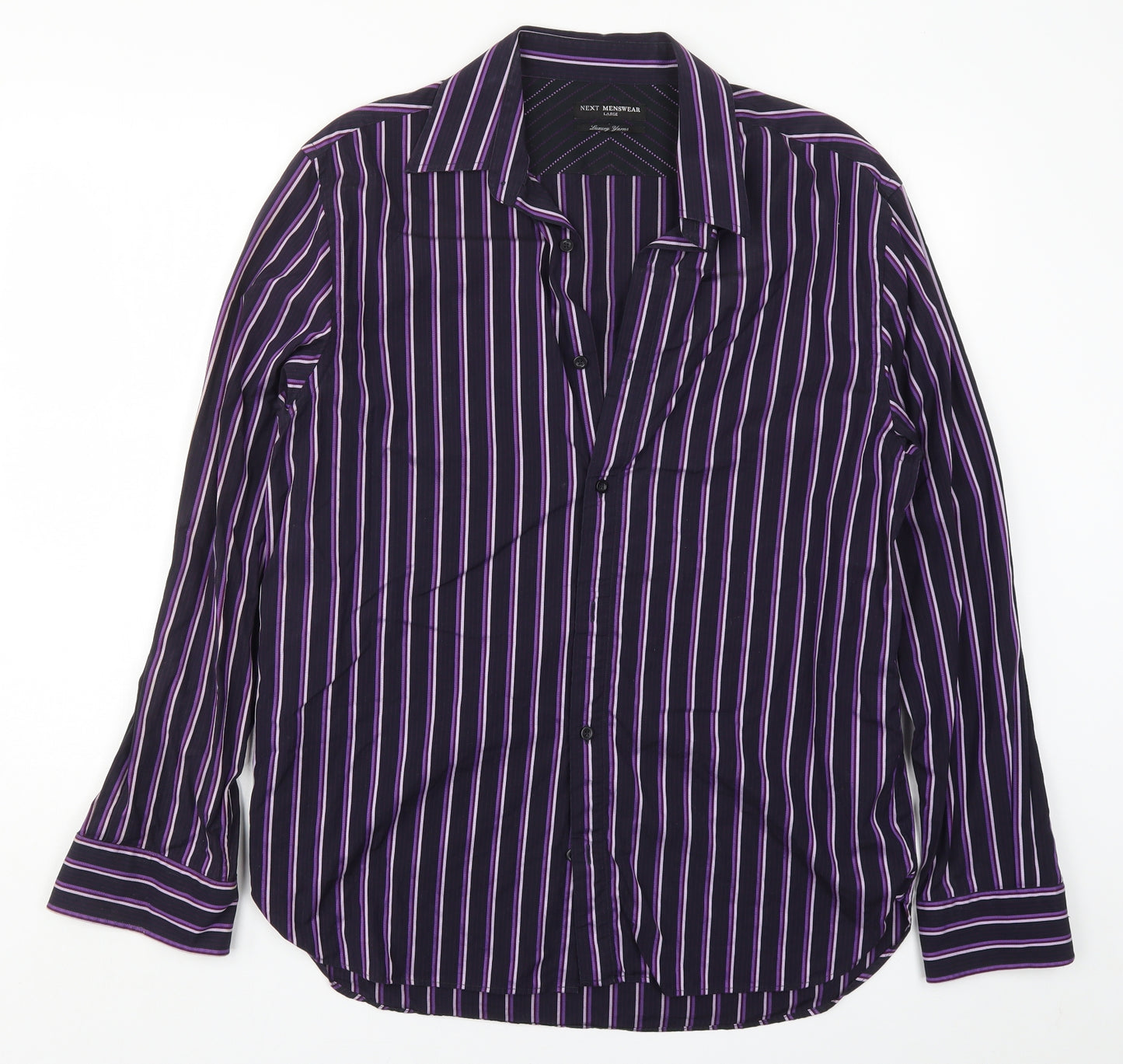 NEXT Mens Purple Striped   Button-Up Size L