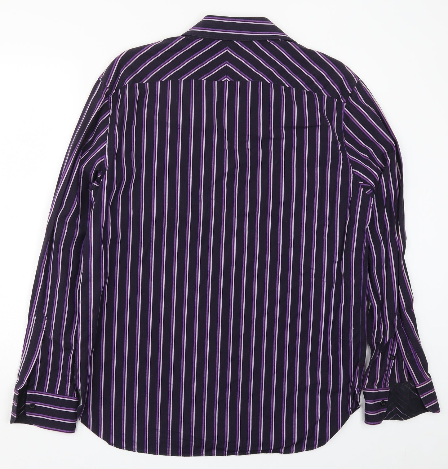 NEXT Mens Purple Striped   Button-Up Size L