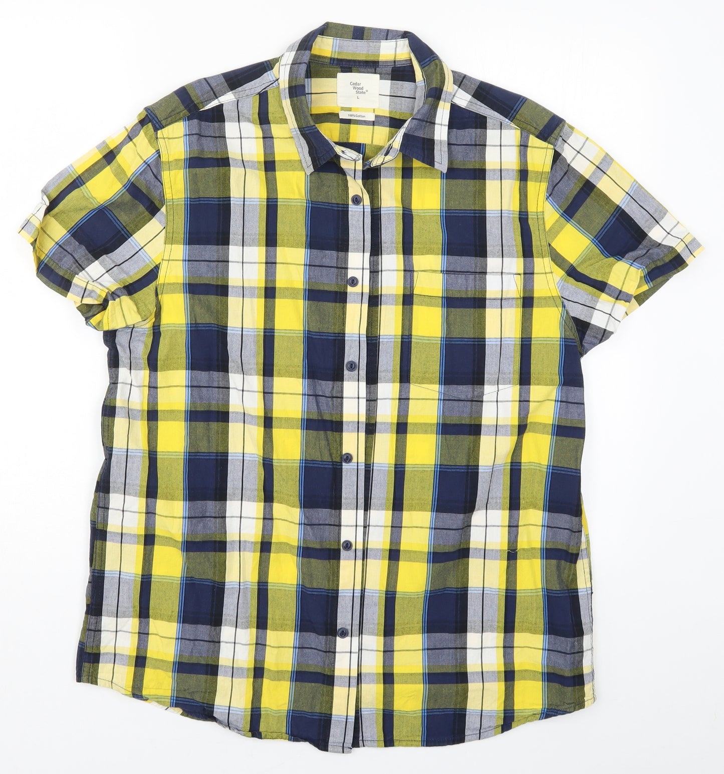 Cedar Wood State Mens Yellow Check   Button-Up Size L