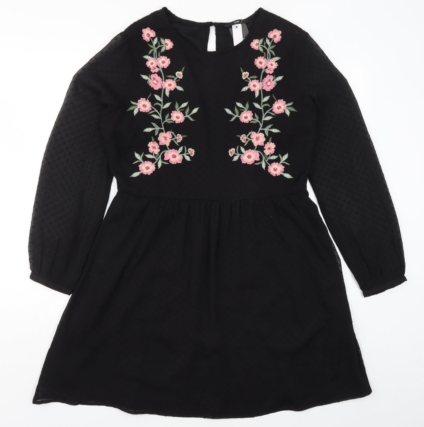 George Womens Black Floral  Skater Dress  Size 12