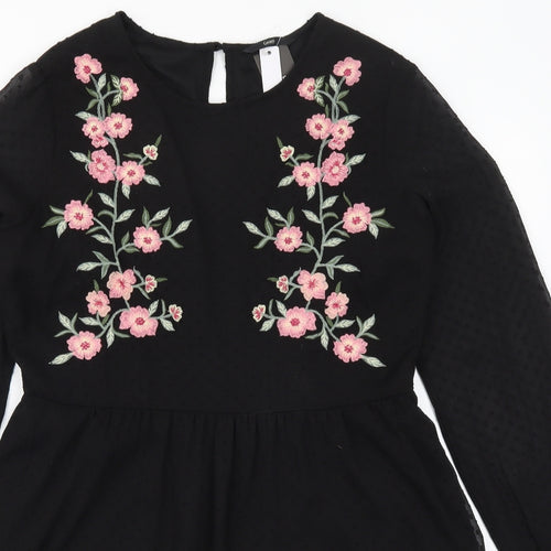 George Womens Black Floral  Skater Dress  Size 12