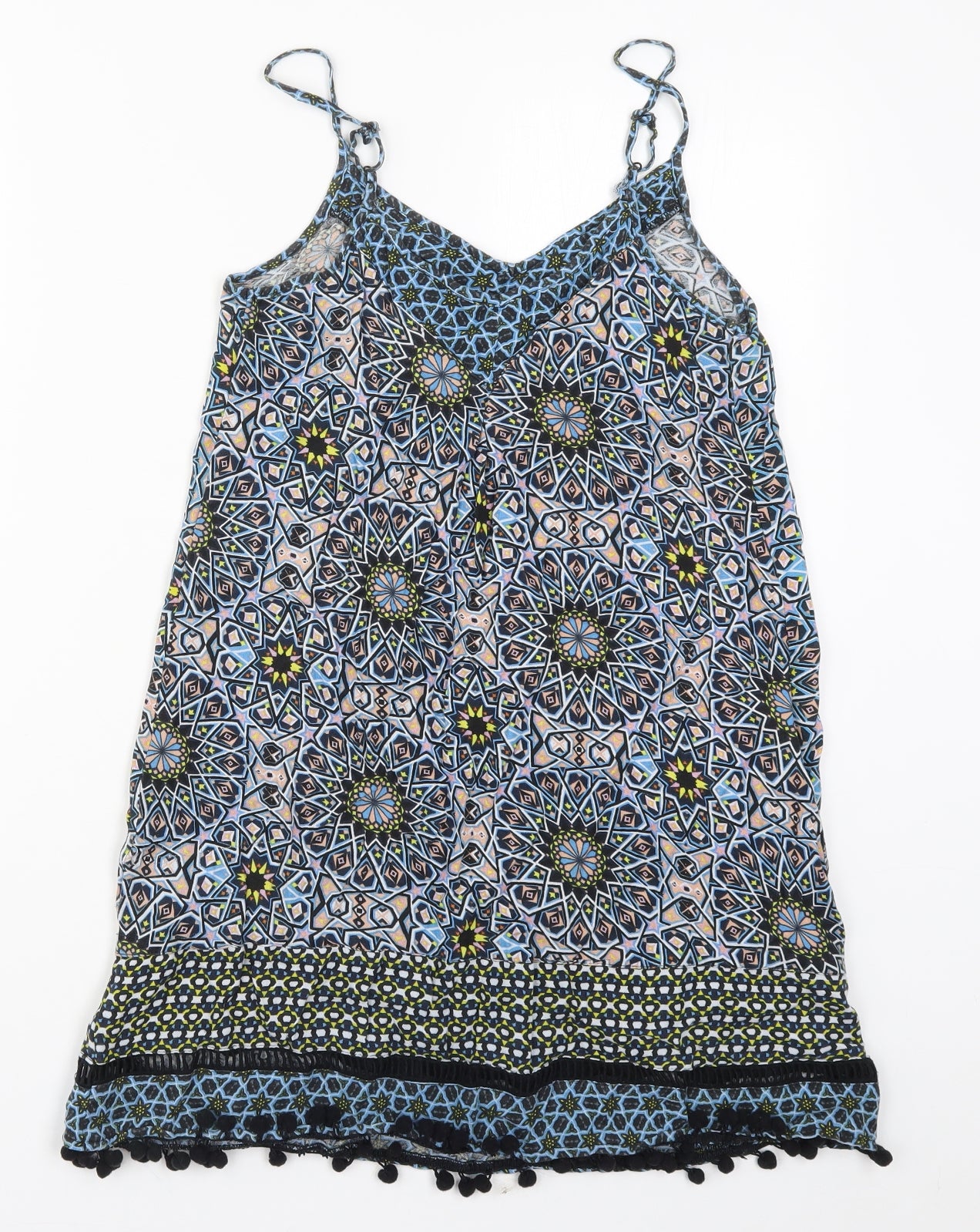 Warehouse Womens Blue Geometric  Tank Dress  Size 8