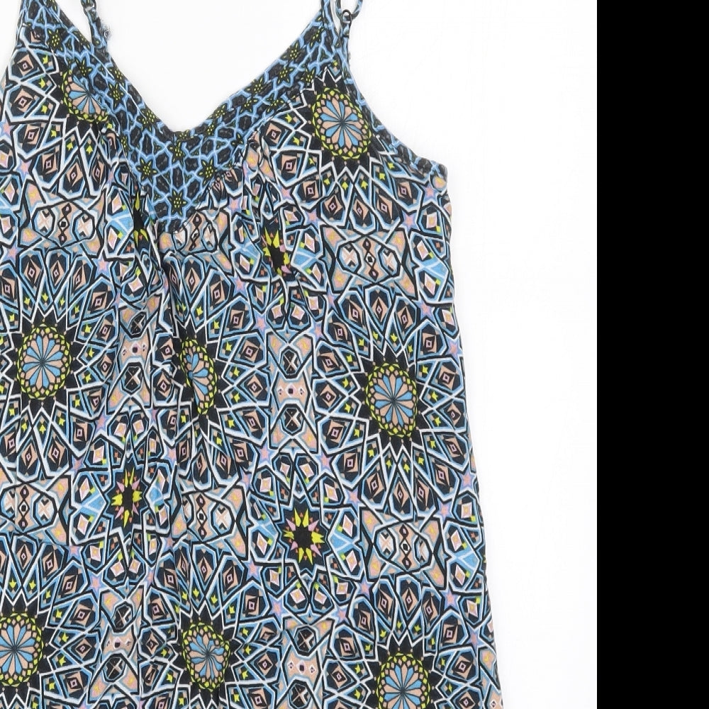 Warehouse Womens Blue Geometric  Tank Dress  Size 8