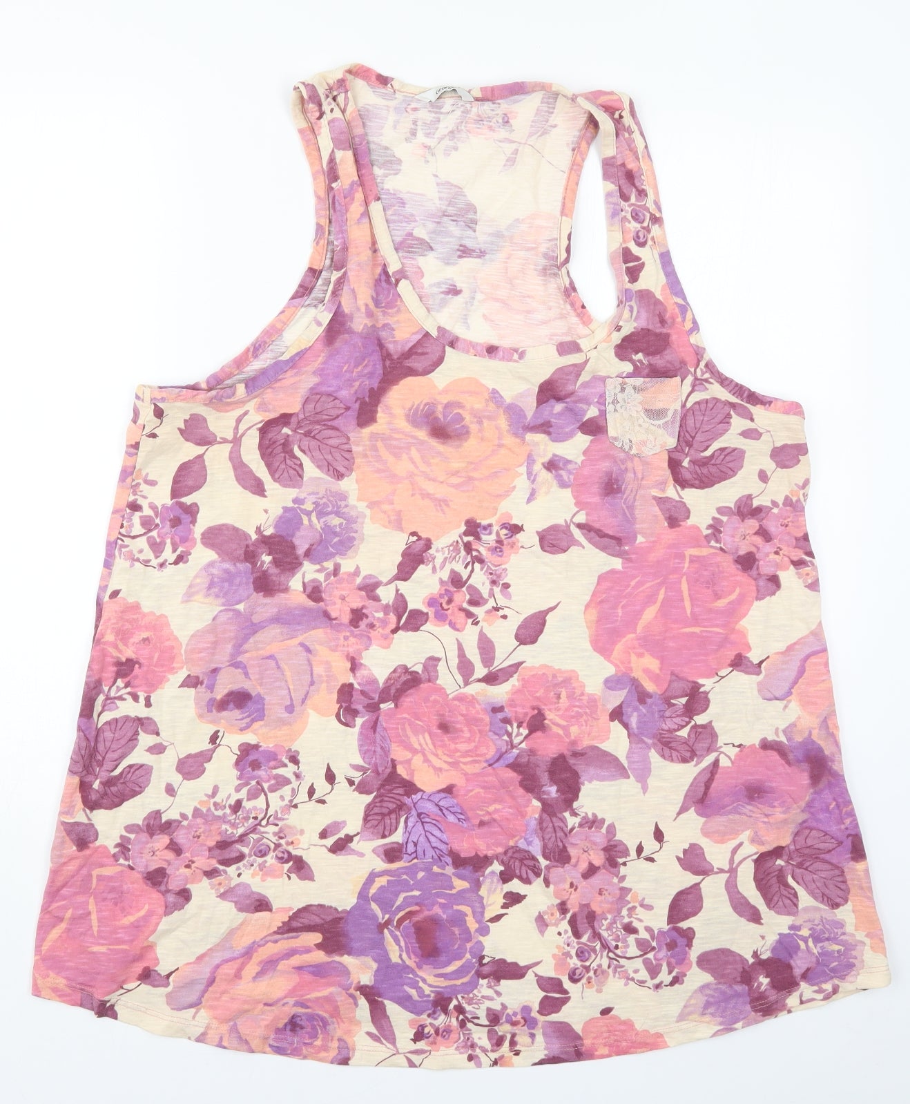 George Womens Pink Floral  Basic Tank Size 22