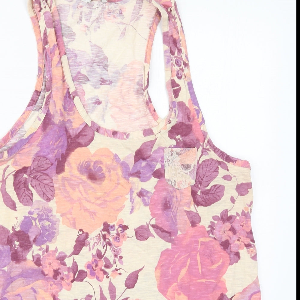 George Womens Pink Floral  Basic Tank Size 22