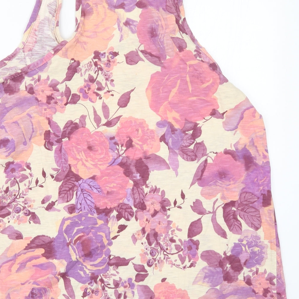 George Womens Pink Floral  Basic Tank Size 22
