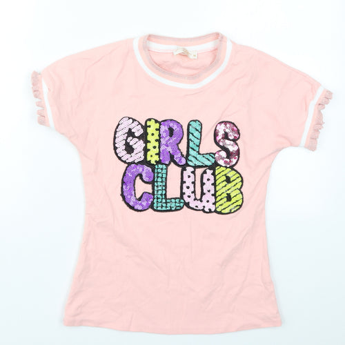 Emma & Ashely Girls Pink   Basic T-Shirt Size M  - Girls Club