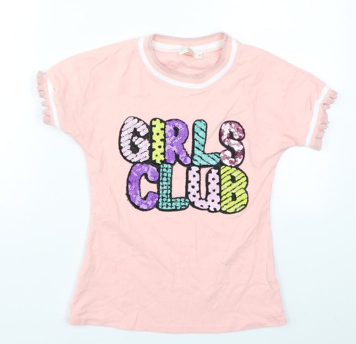 Emma & Ashely Girls Pink   Basic T-Shirt Size M  - Girls Club
