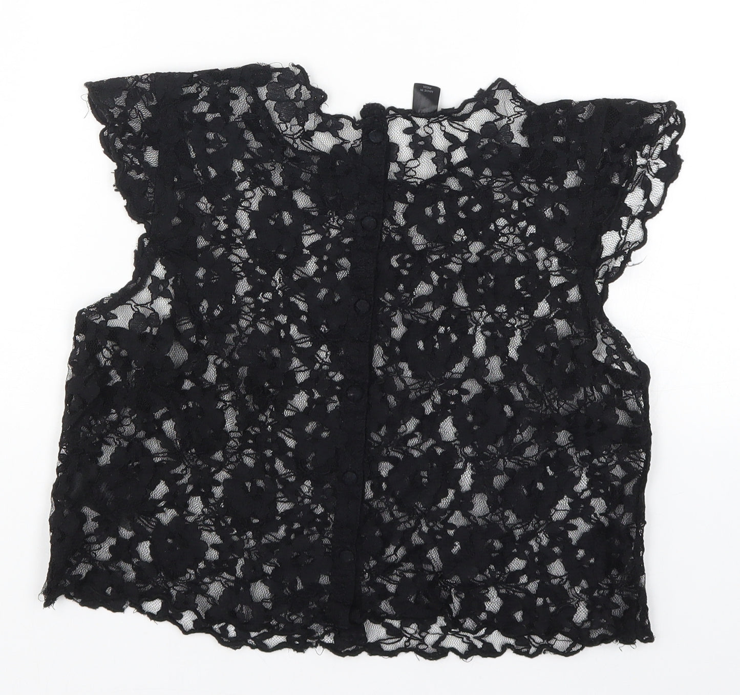 H&M Womens Black  Lace Basic T-Shirt Size 10