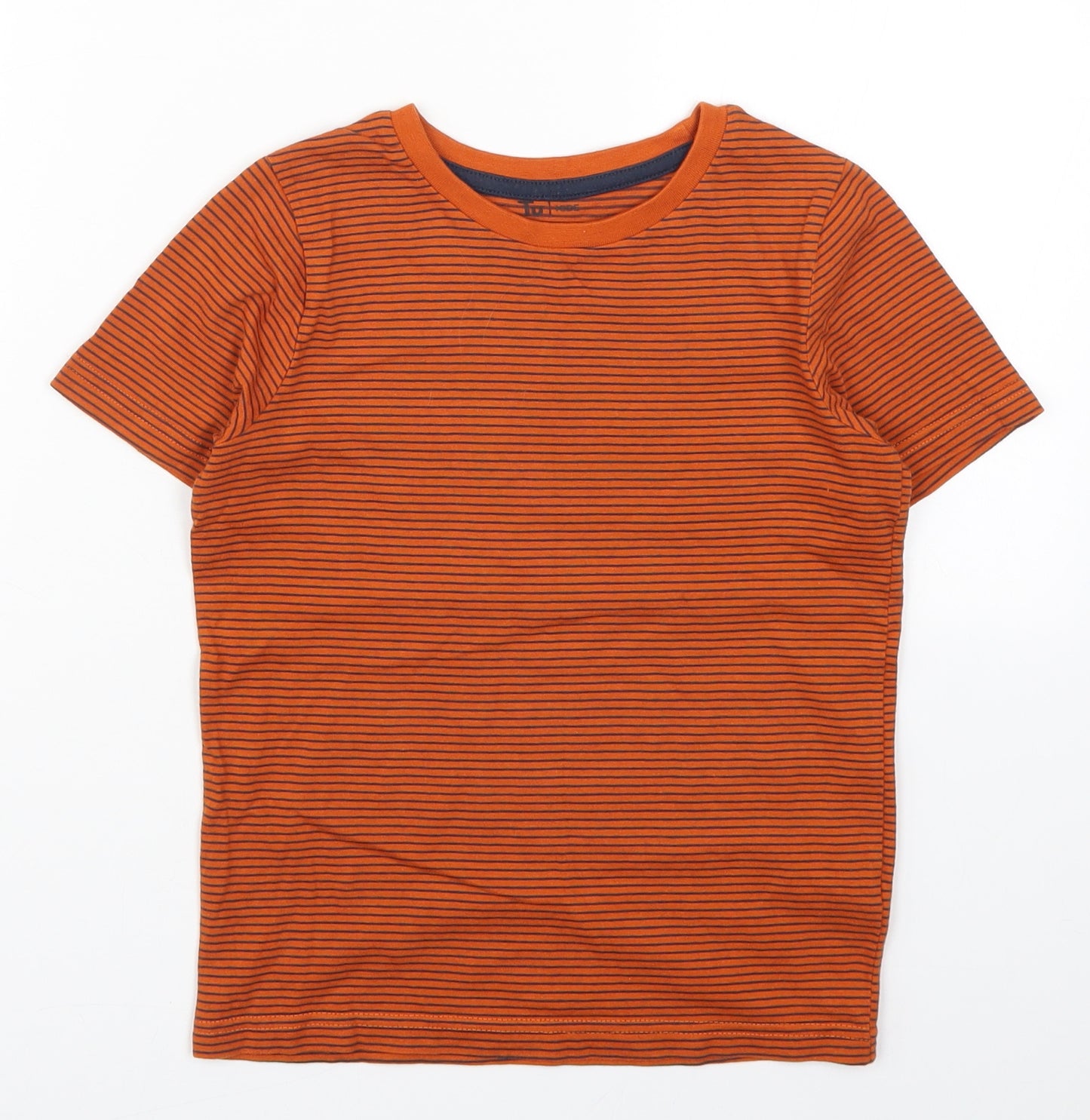TU Boys Orange Striped  Basic T-Shirt Size 7 Years