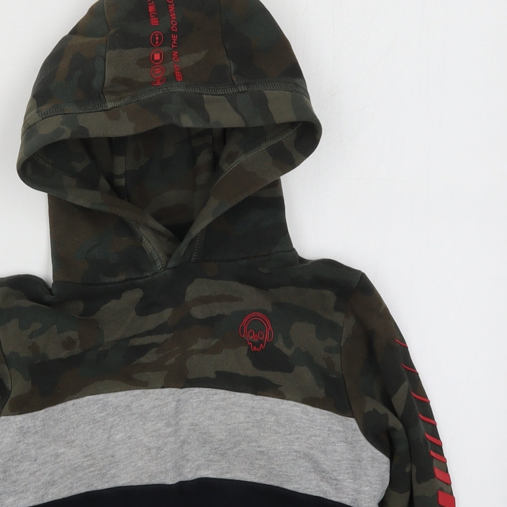 NEXT Boys Green Camouflage  Pullover Hoodie Size 7 Years  - Grey and Black