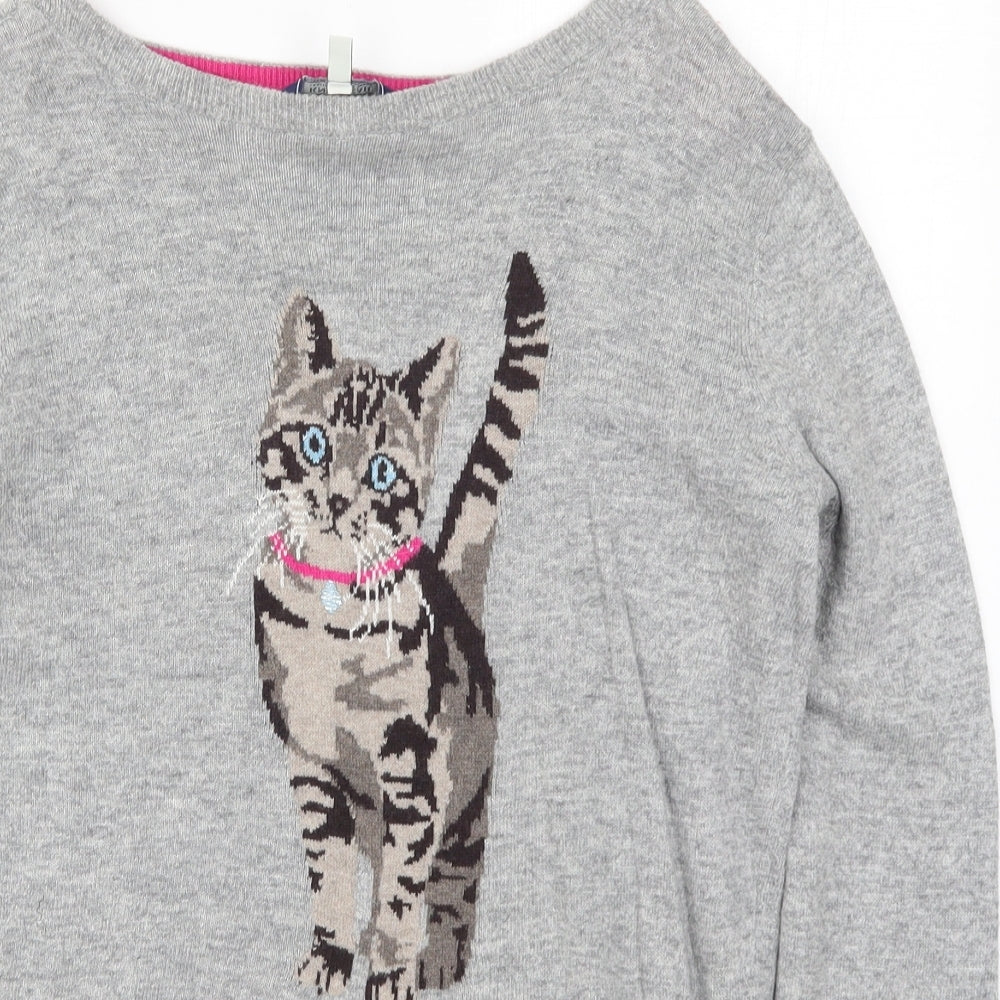 Joules Womens Grey  Knit Pullover Jumper Size 10  - Cat