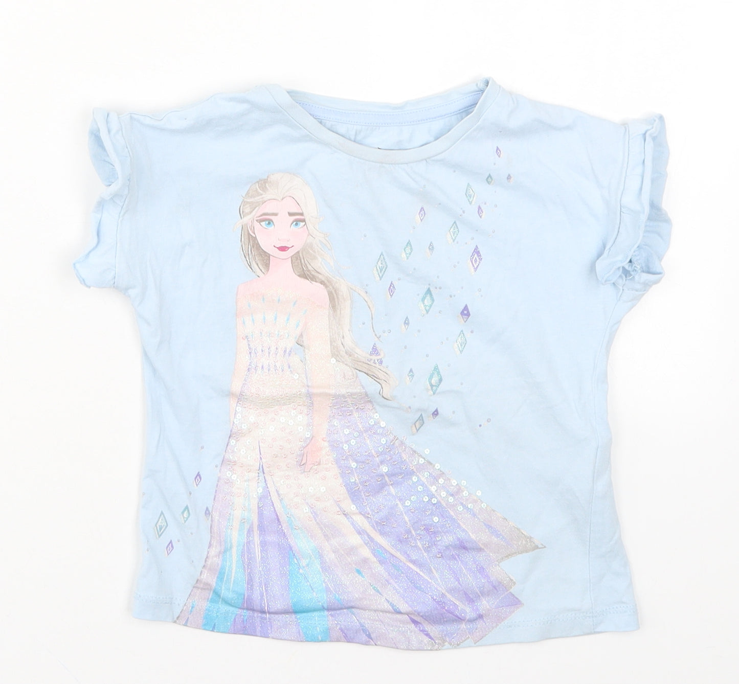 Disney Girls Blue   Basic T-Shirt Size 4 Years  - Frozen Elsa
