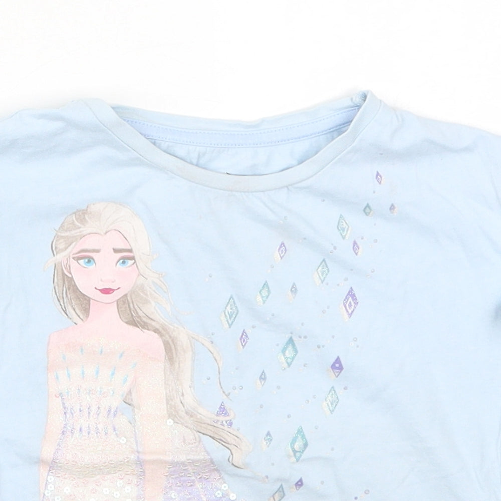 Disney Girls Blue   Basic T-Shirt Size 4 Years  - Frozen Elsa