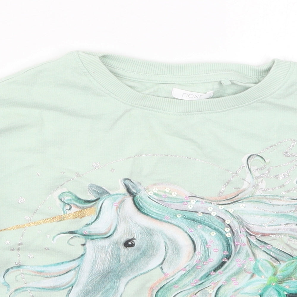 NEXT Girls Green   Pullover Sweatshirt Size 5 Years  - Unicorn