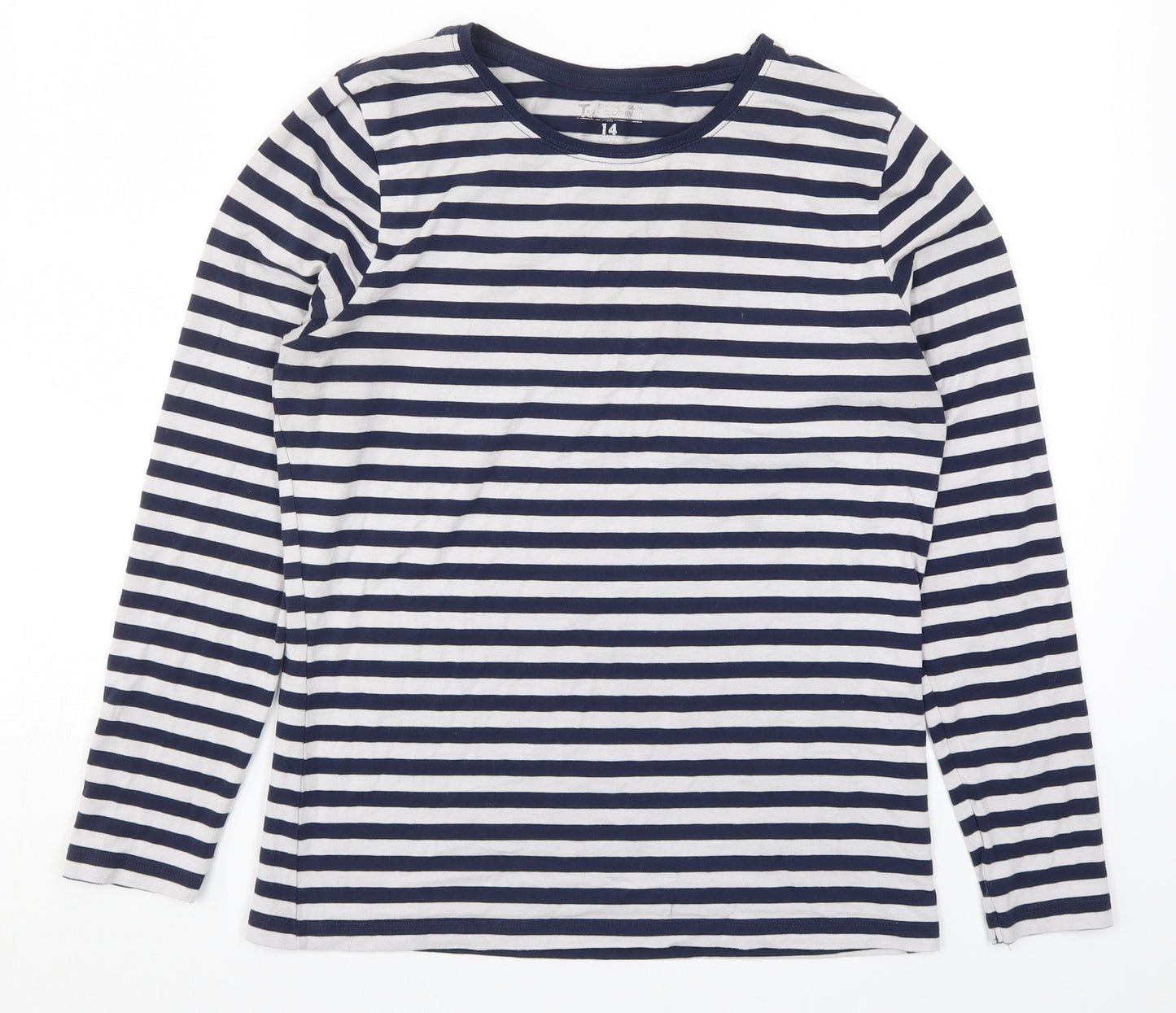 TU Womens Blue Striped  Basic T-Shirt Size 14