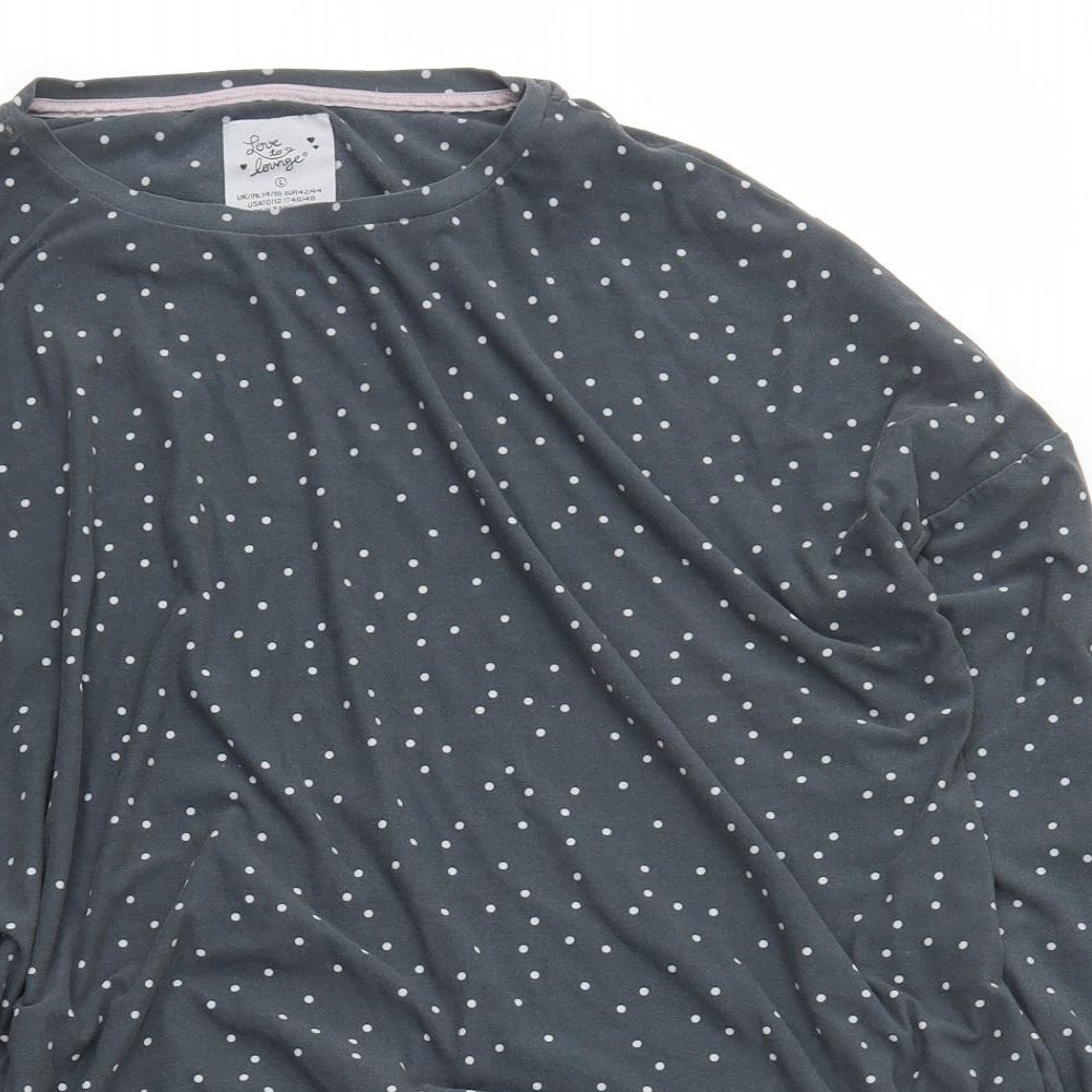 Primark Womens Grey Polka Dot  Top Pyjama Top Size 14