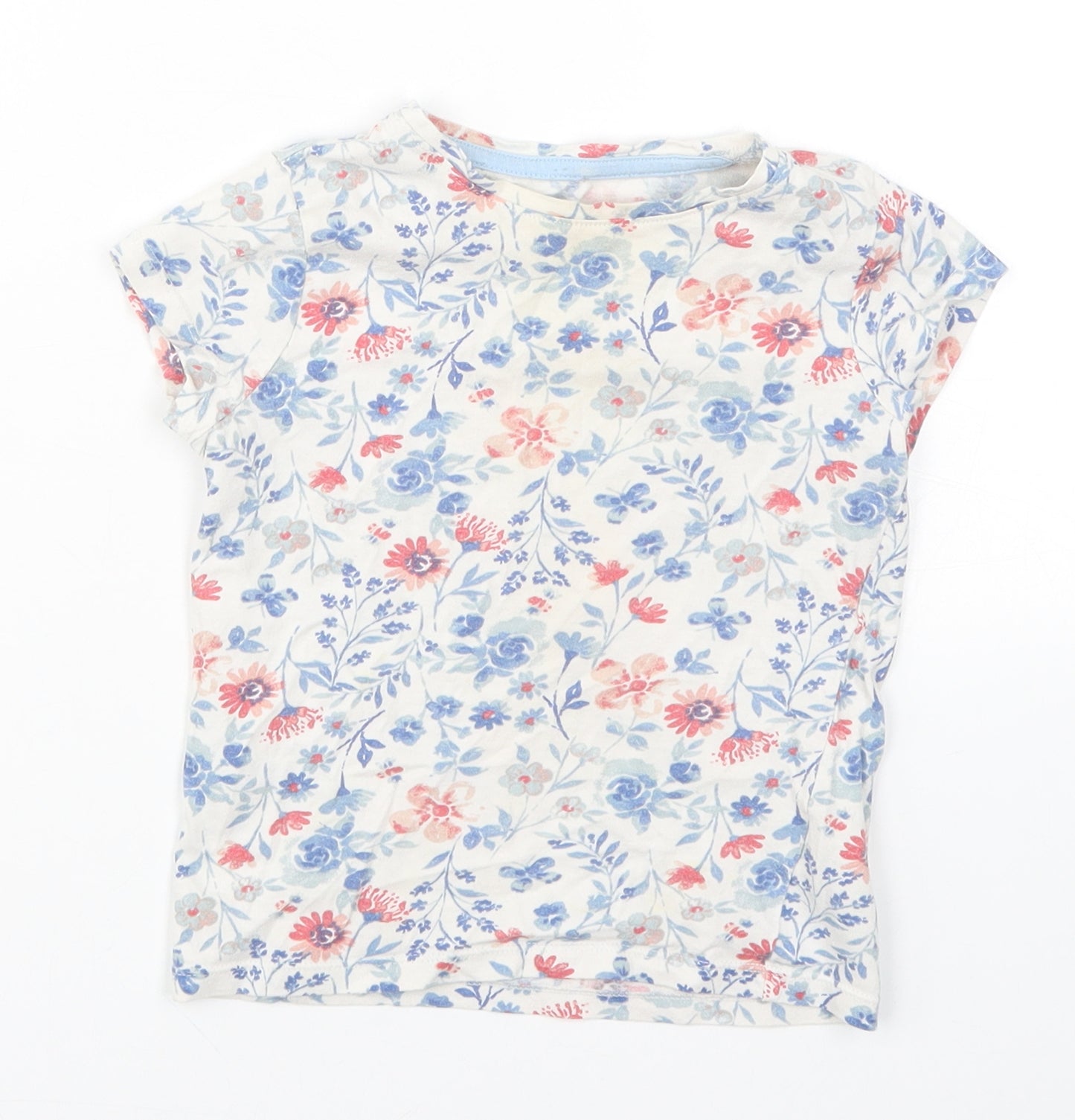 F&F Girls Blue Floral  Basic T-Shirt Size 3-4 Years