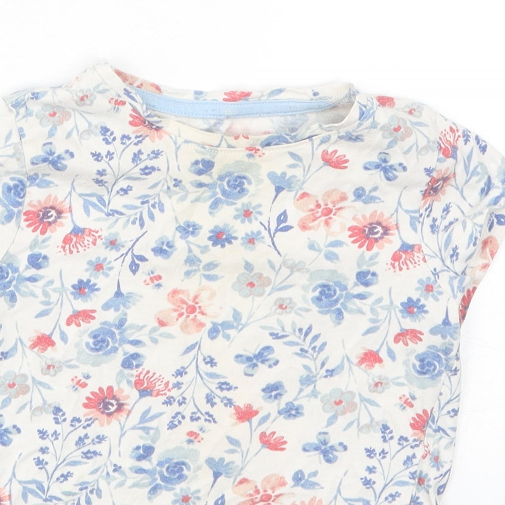F&F Girls Blue Floral  Basic T-Shirt Size 3-4 Years