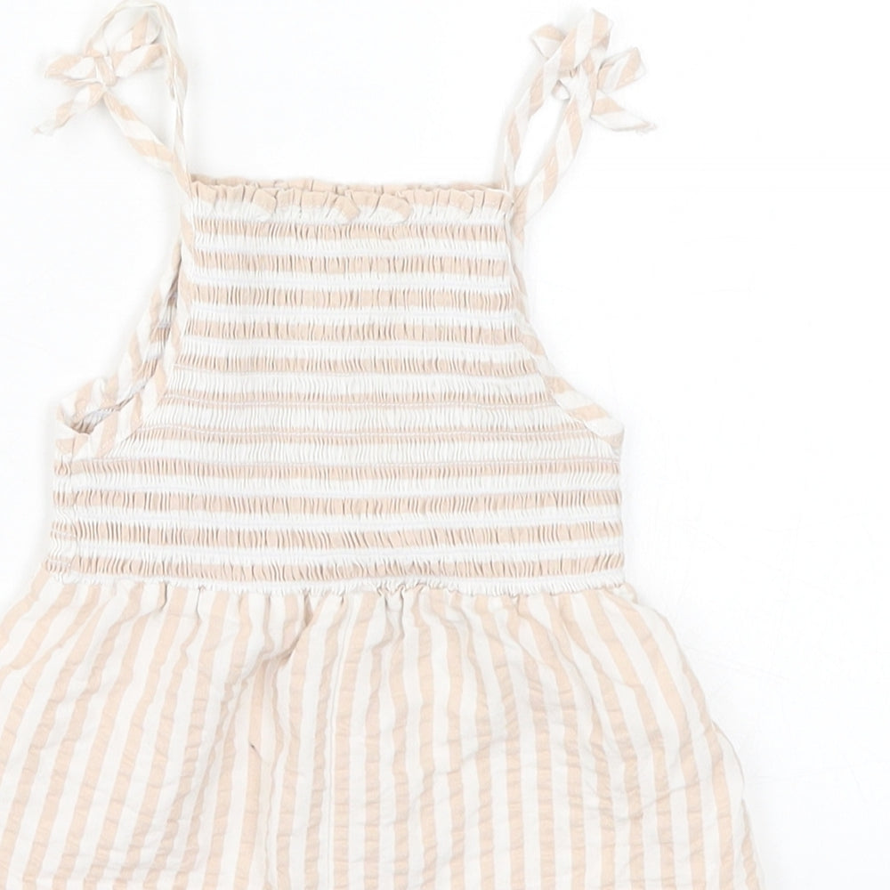 George Girls Beige Striped  Romper One-Piece Size 18-24 Months