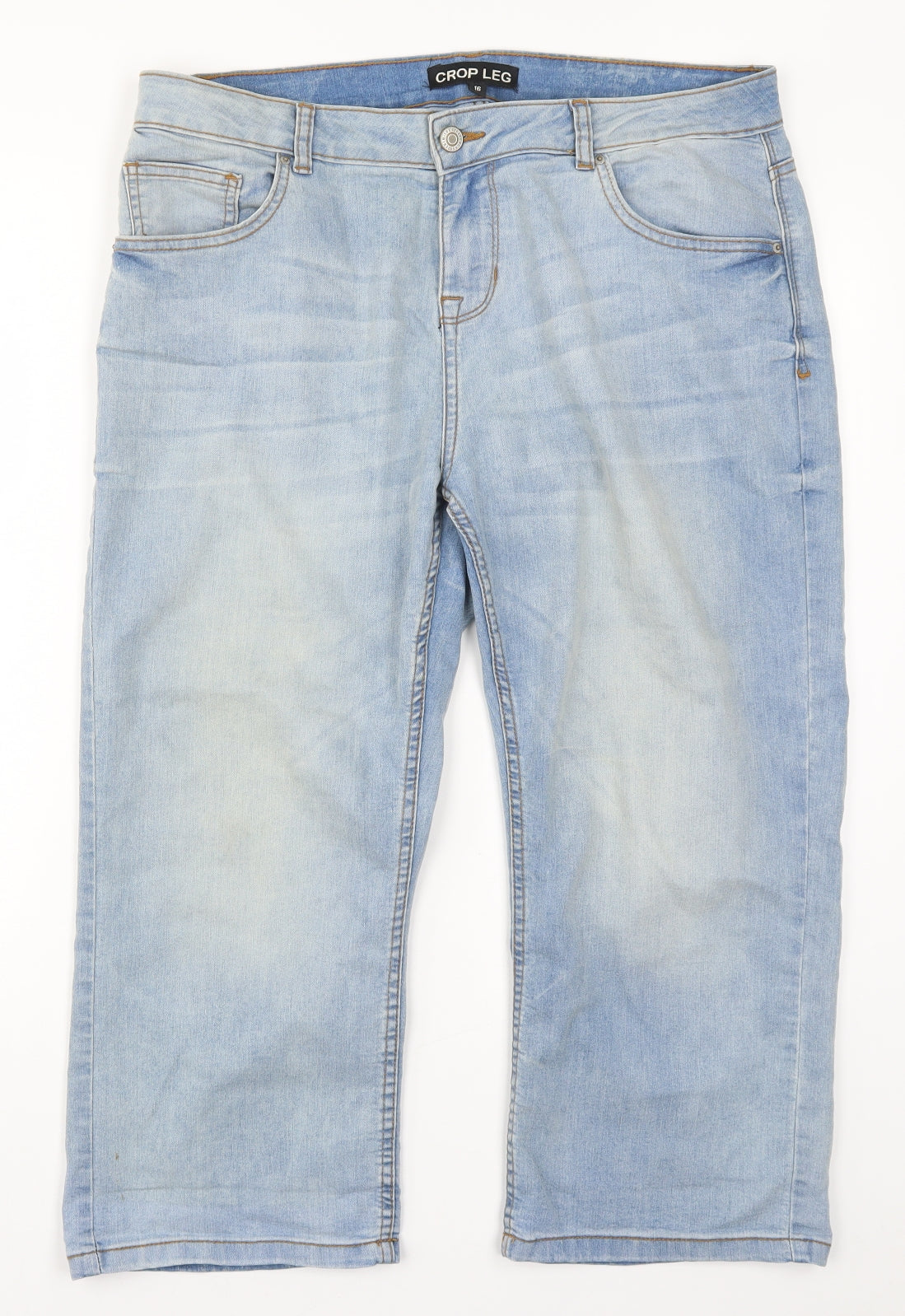 Peacocks Womens Blue  Denim Cropped Jeans Size 16 L22 in