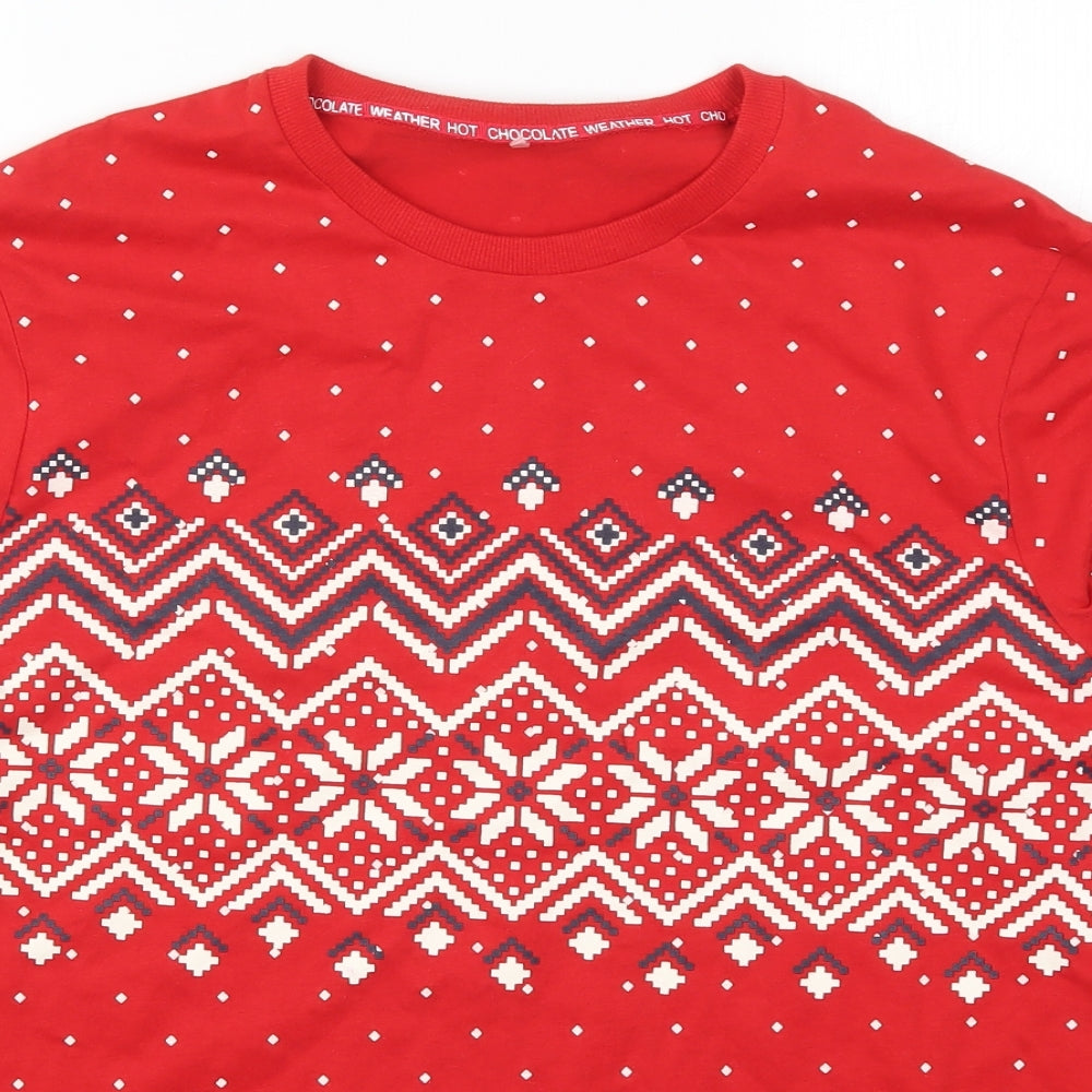 George Mens Red Geometric   Pyjama Top Size M