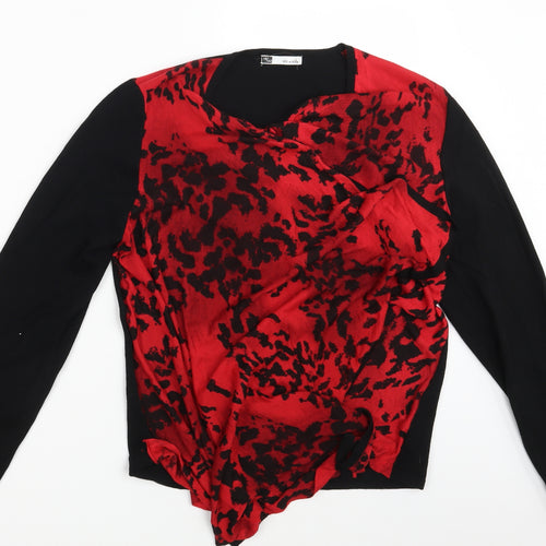 Viz A Viz Womens Black Animal Print  Wrap Jumper Size 16