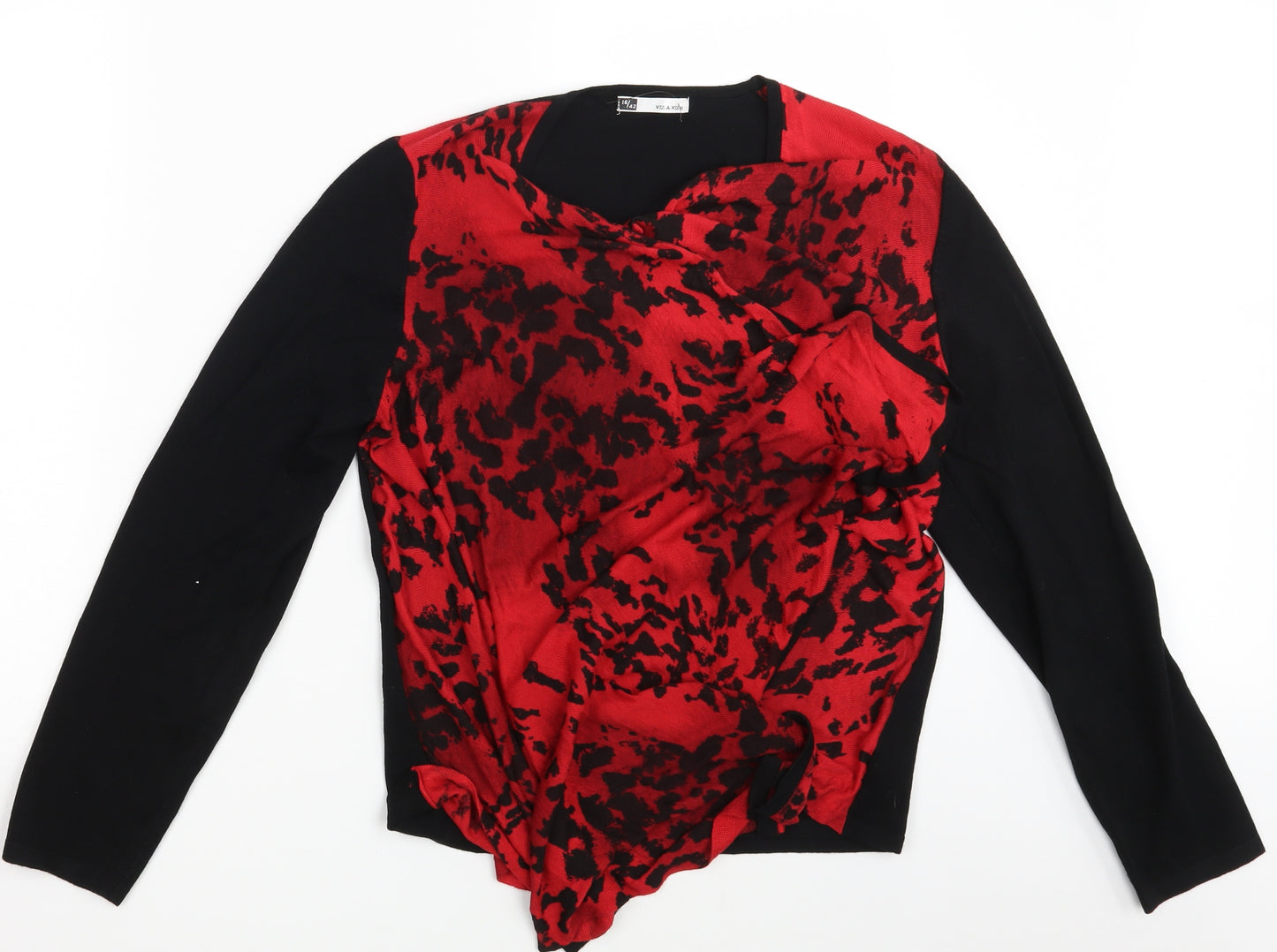 Viz A Viz Womens Black Animal Print  Wrap Jumper Size 16