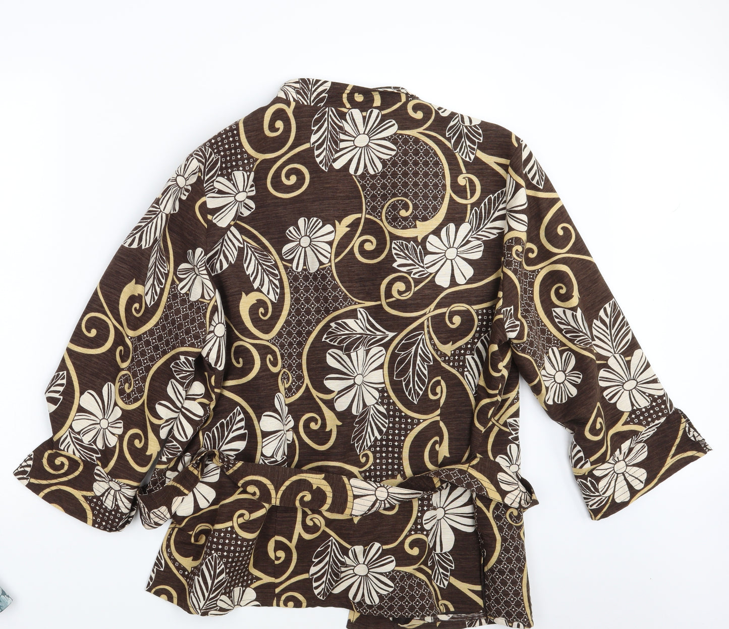 Trenz Womens Brown Floral Rayon Basic Button-Up One Size