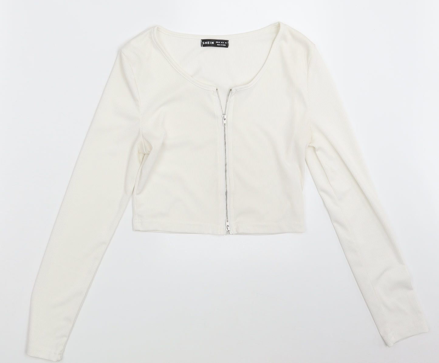 SheIn Womens Ivory   Full Zip Sweatshirt Size XS