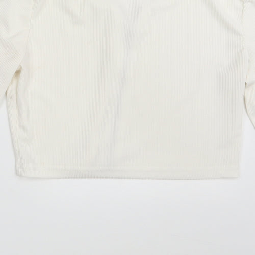 SheIn Womens Ivory   Full Zip Sweatshirt Size XS
