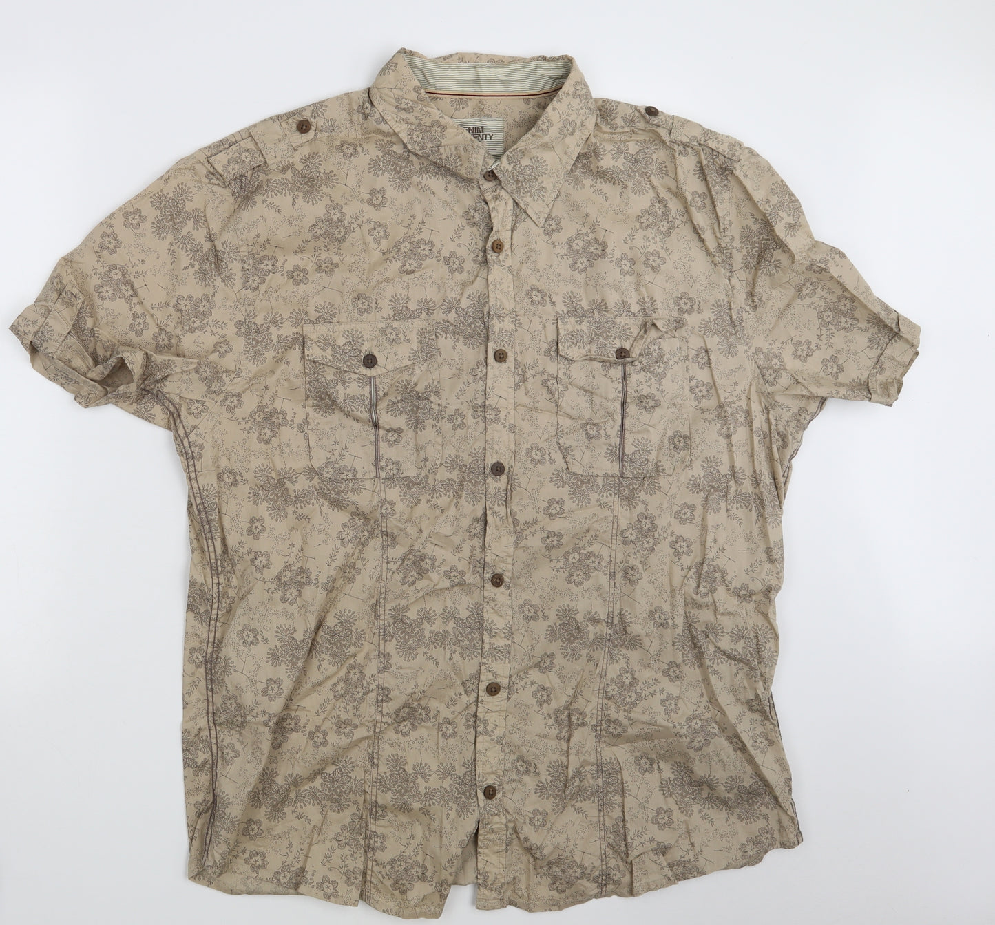 Denim 73  Mens Brown Floral   Button-Up Size XL