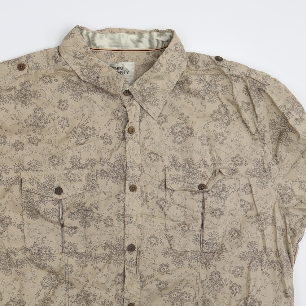 Denim 73  Mens Brown Floral   Button-Up Size XL