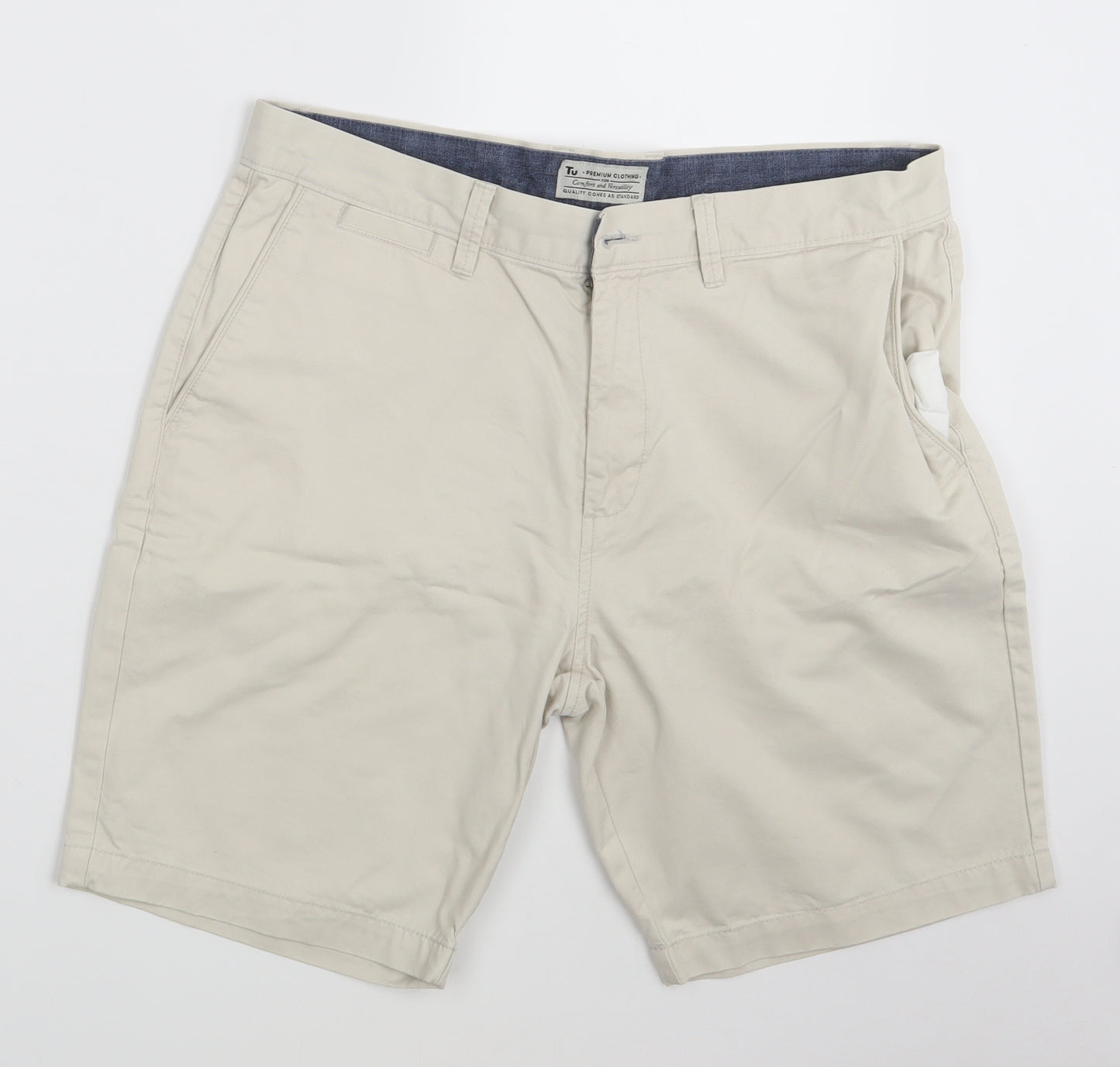 TU Mens Beige  Denim Chino Shorts Size 34 in