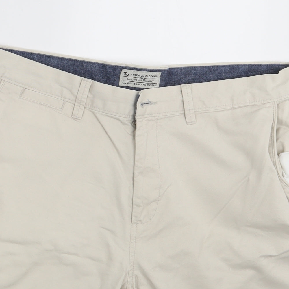 TU Mens Beige  Denim Chino Shorts Size 34 in