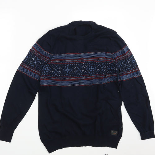 Ben Sherman Mens Blue Geometric  Pullover Sweatshirt Size L