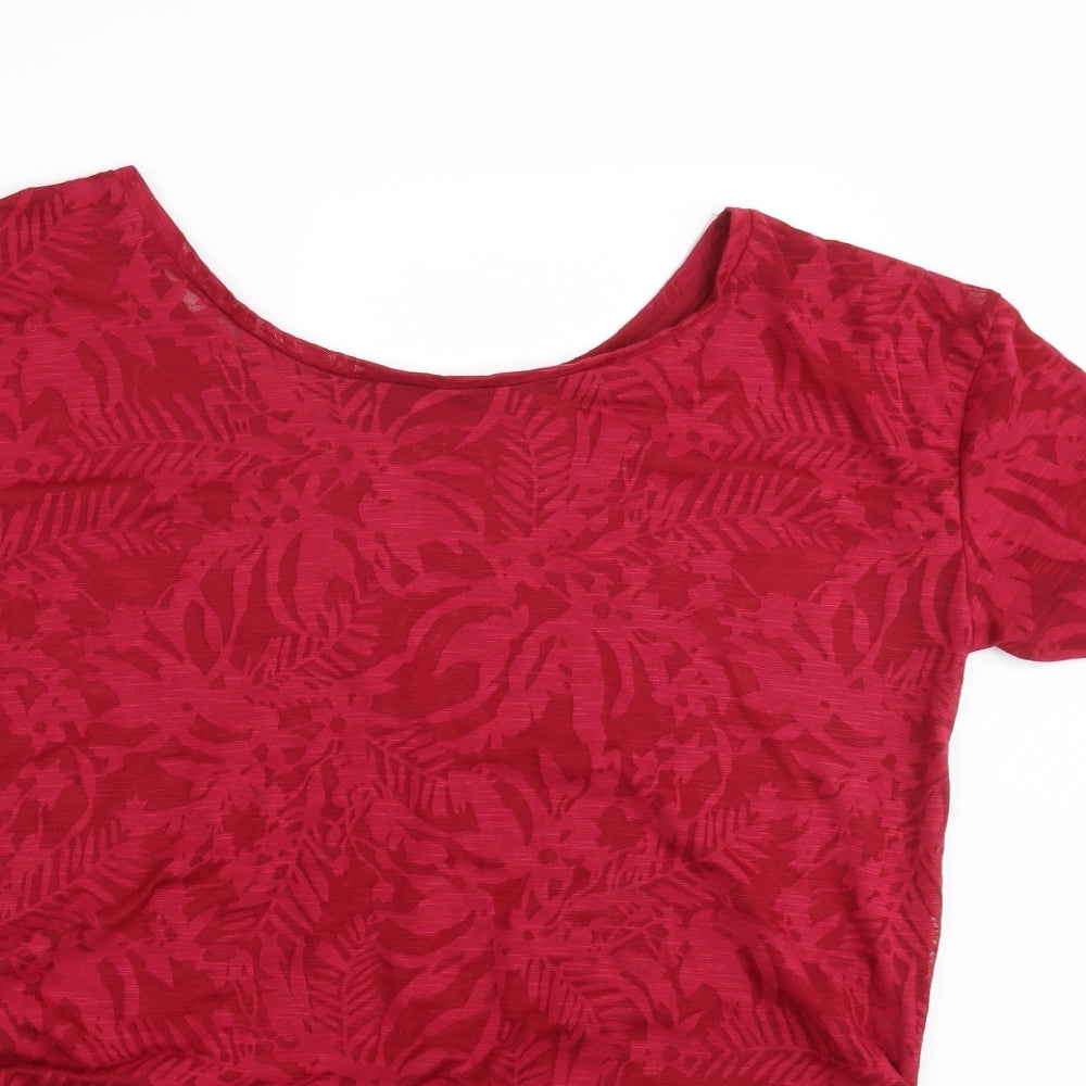 NEXT Womens Red Floral  Basic T-Shirt Size 10