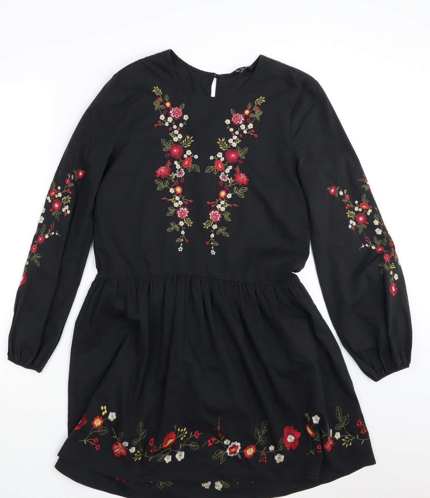 Miss Selfridge Womens Black Floral  A-Line  Size 8