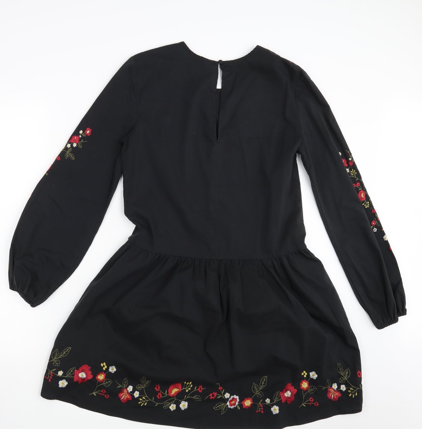 Miss Selfridge Womens Black Floral  A-Line  Size 8
