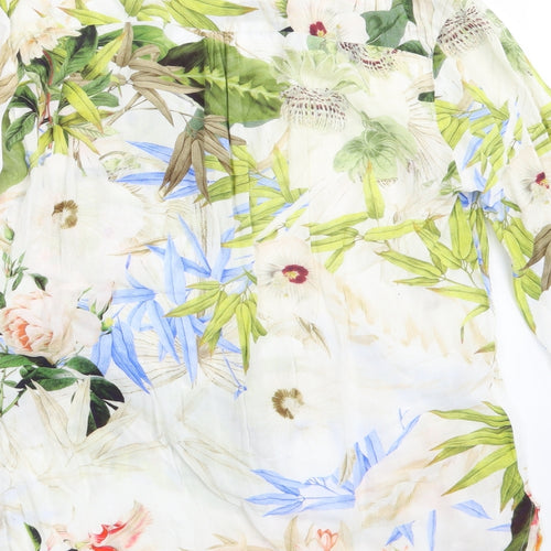 Zara Womens Ivory Floral  Basic Blouse Size XS