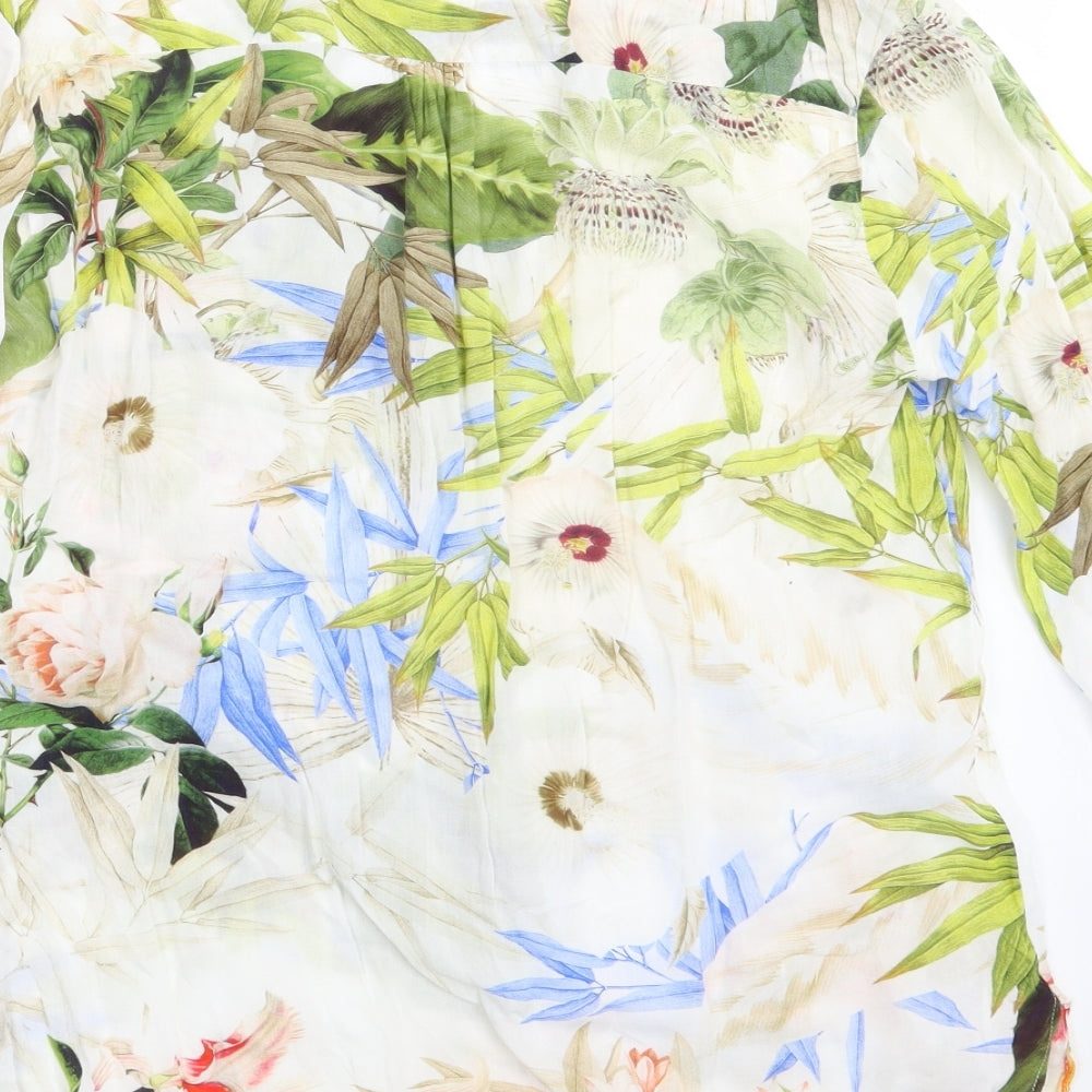 Zara Womens Ivory Floral  Basic Blouse Size XS