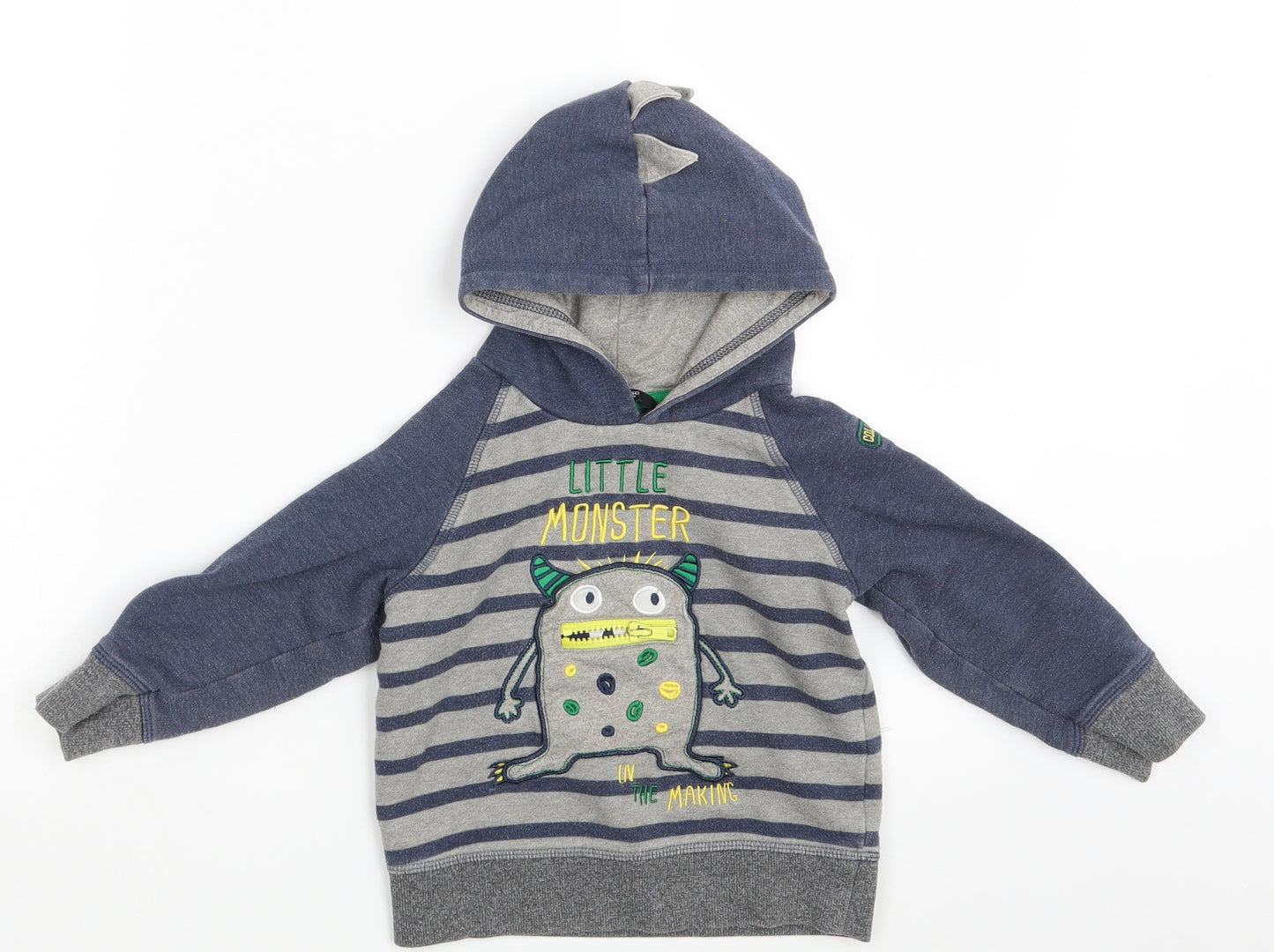 George Boys Blue Striped  Pullover Hoodie Size 2-3 Years