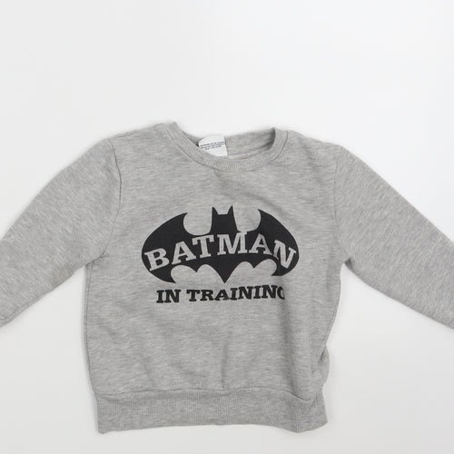 George Boys Grey   Basic T-Shirt Size 12-18 Months  - Bat Man