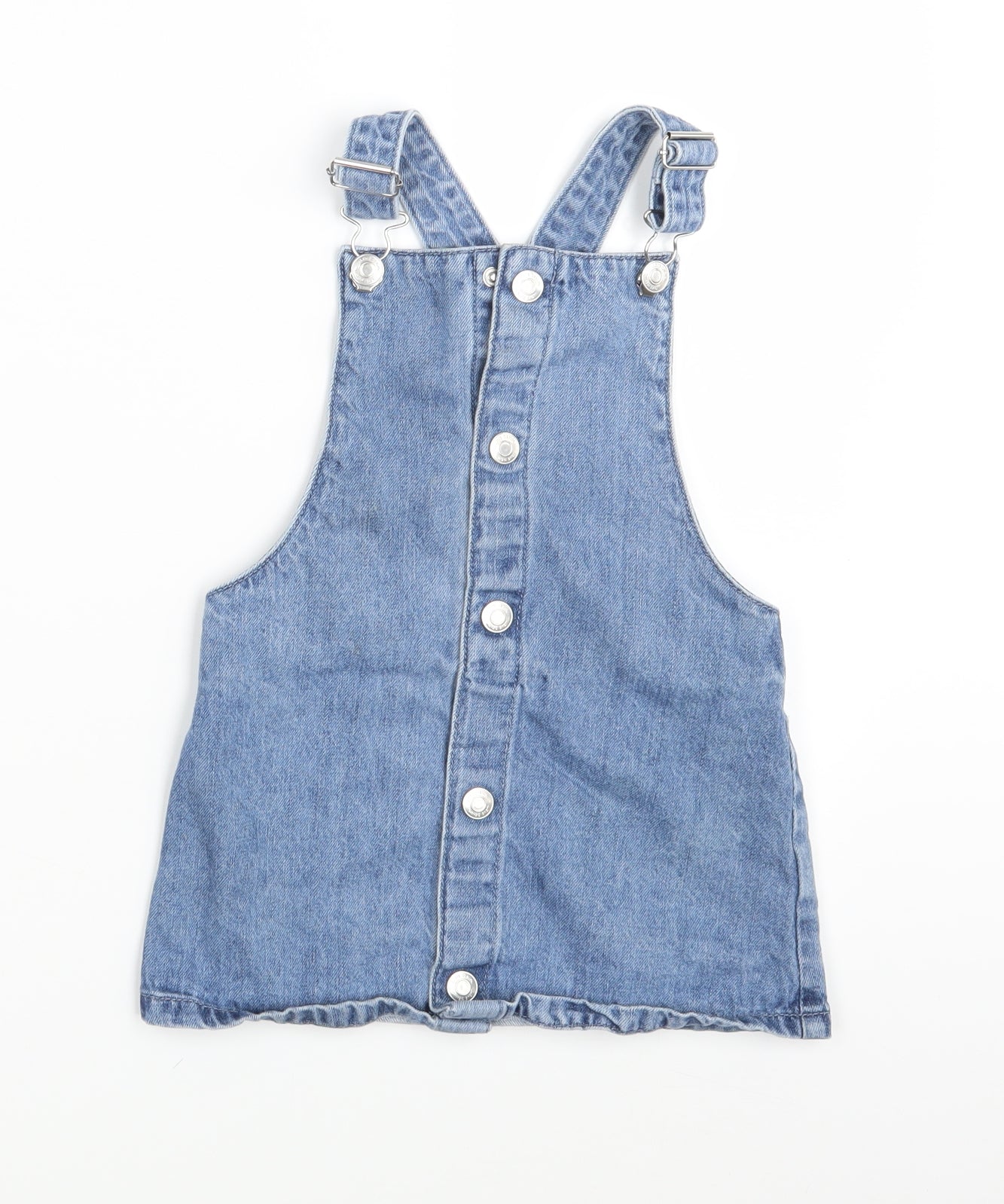 F&F Girls Blue  Denim Pinafore/Dungaree Dress  Size 3-4 Years