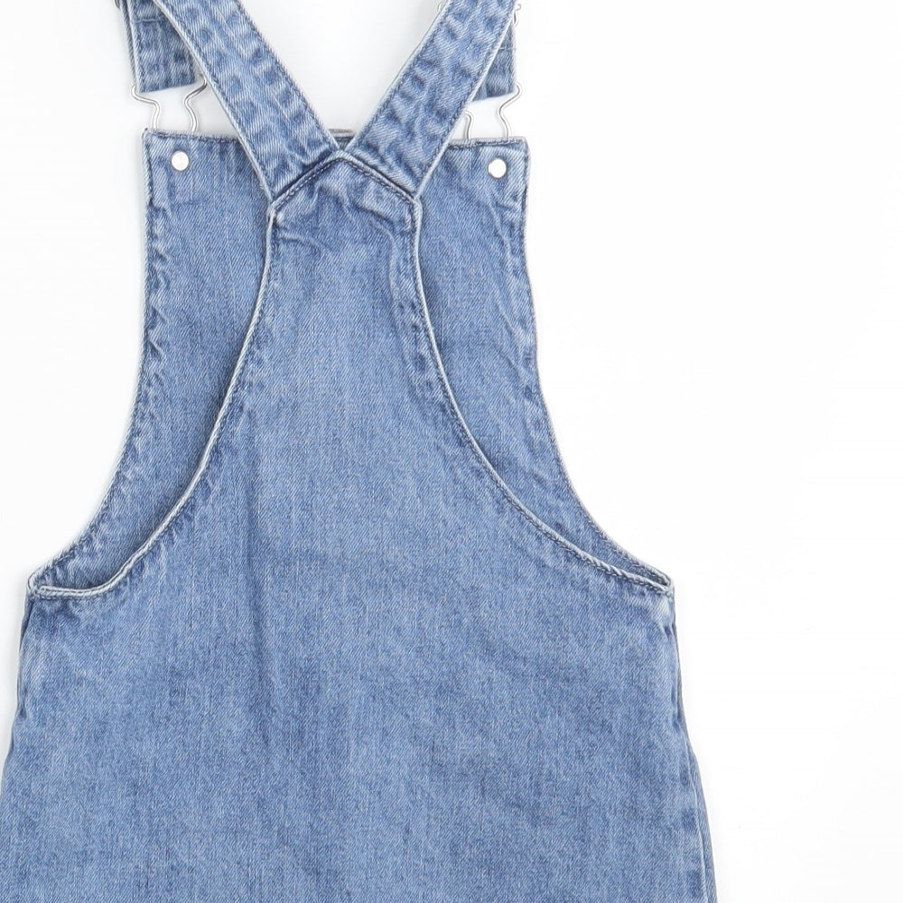 F&F Girls Blue  Denim Pinafore/Dungaree Dress  Size 3-4 Years