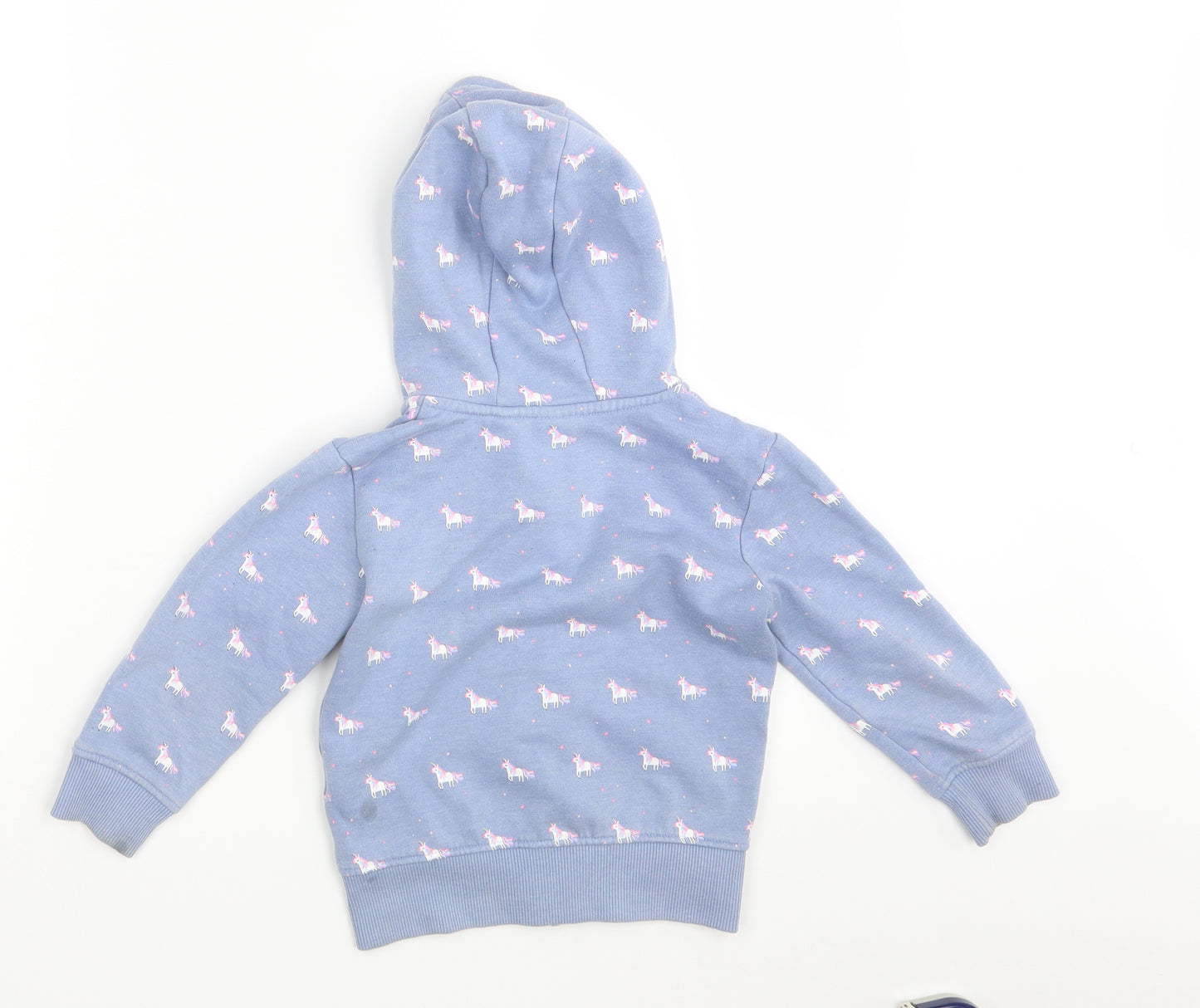 NEXT Girls Blue Animal Print  Full Zip Hoodie Size 3-4 Years  - Unicorn